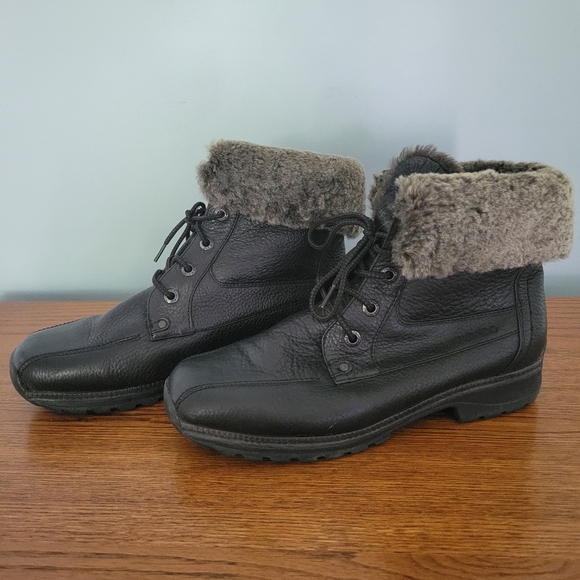 Blondo Black Brown Leather & Wool Boots Lace-up Waterproof Women 10W - Picture 4 of 8